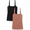 imageAmazon Essentials Womens Maternity Nursing Friendly Camisole with Adjustable Straps and Builtin Shelf Bra Pack of 2BlackBrown