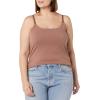 imageAmazon Essentials Womens Maternity Nursing Friendly Camisole with Adjustable Straps and Builtin Shelf Bra Pack of 2BlackBrown