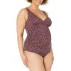 imageAmazon Essentials Womens Maternity VNeck SwimsuitBrick Red Leopard