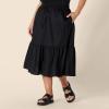 imageAmazon Essentials Womens MidRise Aline Cotton Sateen Tiered Midi Skirt Top Sold SeparatelyBlack