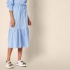 imageAmazon Essentials Womens MidRise Aline Cotton Sateen Tiered Midi Skirt Top Sold SeparatelyBlue White Stripe