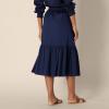 imageAmazon Essentials Womens MidRise Aline Cotton Sateen Tiered Midi Skirt Top Sold SeparatelyNavy