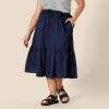 imageAmazon Essentials Womens MidRise Aline Cotton Sateen Tiered Midi Skirt Top Sold SeparatelyNavy