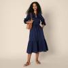 imageAmazon Essentials Womens MidRise Aline Cotton Sateen Tiered Midi Skirt Top Sold SeparatelyNavy