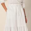 imageAmazon Essentials Womens MidRise Aline Cotton Sateen Tiered Midi Skirt Top Sold SeparatelyWhite