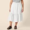imageAmazon Essentials Womens MidRise Aline Cotton Sateen Tiered Midi Skirt Top Sold SeparatelyWhite