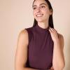 imageAmazon Essentials Womens MockNeck SlimFit RibKnit Sleeveless Top Pack of 2BlushBurgundy