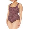 imageAmazon Essentials Womens OnePiece Coverage Swimsuit Available in Plus SizeBrick Red Leopard