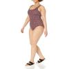 imageAmazon Essentials Womens OnePiece Coverage Swimsuit Available in Plus SizeBrick Red Leopard