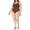 imageAmazon Essentials Womens OnePiece Coverage Swimsuit Available in Plus SizeDeep Brown