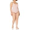 imageAmazon Essentials Womens OnePiece Coverage Swimsuit Available in Plus SizePale Peach Micro Floral
