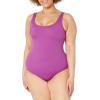imageAmazon Essentials Womens OnePiece Coverage Swimsuit Available in Plus SizeViolet