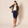 imageAmazon Essentials Womens Ponte PullOn Above The Knee Fitted Pencil SkirtNavy