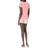 imageAmazon Essentials Womens Poplin Short and Sleep Tee SetCoral Pink Gingham