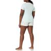 imageAmazon Essentials Womens Poplin Short and Sleep Tee SetMint Green White Cactus