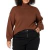 imageAmazon Essentials Womens PullOver Cotton Sweaters FunnelNeck Available in Plus SizeDeep Brown