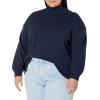 imageAmazon Essentials Womens PullOver Cotton Sweaters FunnelNeck Available in Plus SizeNavy