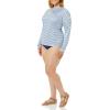 imageAmazon Essentials Womens Rash Guard Long SleeveBlue Horizontal Stripe