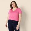 imageAmazon Essentials Womens Regular Fit 100 Cotton VNeck Short Sleeve TShirt MultipacksHot Pink