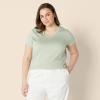 imageAmazon Essentials Womens Regular Fit 100 Cotton VNeck Short Sleeve TShirt MultipacksSage Green