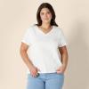 imageAmazon Essentials Womens Regular Fit 100 Cotton VNeck Short Sleeve TShirt MultipacksWhite