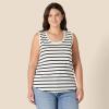 imageAmazon Essentials Womens RegularFit 100 Cotton Sleeveless Tank Top Pack of 2BlackMariner Stripe