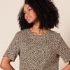 imageAmazon Essentials Womens RegularFit Georgette Short Sleeve TopTaupe Leopard