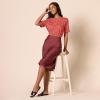 imageAmazon Essentials Womens RegularFit Georgette Short Sleeve TopTomato Red Ditsy Floral