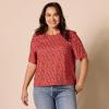 imageAmazon Essentials Womens RegularFit Georgette Short Sleeve TopTomato Red Ditsy Floral