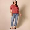 imageAmazon Essentials Womens RegularFit Georgette Short Sleeve TopTomato Red Ditsy Floral