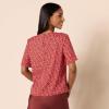 imageAmazon Essentials Womens RegularFit Georgette Short Sleeve TopTomato Red Ditsy Floral