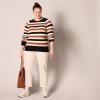 imageAmazon Essentials Womens RegularFit Soft Touch LongSleeve Crewneck SweaterBlack Brown Rugby Stripe