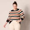 imageAmazon Essentials Womens RegularFit Soft Touch LongSleeve Crewneck SweaterBlack Brown Rugby Stripe
