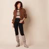imageAmazon Essentials Womens RegularFit Soft Touch LongSleeve Crewneck SweaterBlack Brown Rugby Stripe