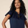 imageAmazon Essentials Womens RelaxedFit Cotton Sateen Flutter Sleeve BlouseNavy