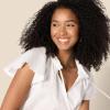 imageAmazon Essentials Womens RelaxedFit Cotton Sateen Flutter Sleeve BlouseWhite