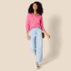 imageAmazon Essentials Womens RelaxedFit Heavyweight Cotton Polo Pullover SweaterHot Pink