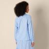 imageAmazon Essentials Womens RelaxedFit RuffleNeck Cotton Sateen LongSleeve Blouse Skirt Sold SeperatelyBlue White Stripe