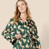 imageAmazon Essentials Womens RelaxedFit Satin Sleep RobeDark Green Beige Zebra