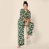imageAmazon Essentials Womens Satin Pajama Shirt and Pants SetDark Green Beige Zebra