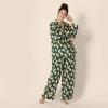 imageAmazon Essentials Womens Satin Pajama Shirt and Pants SetDark Green Beige Zebra