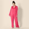 imageAmazon Essentials Womens Satin Pajama Shirt and Pants SetHot Pink