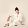 imageAmazon Essentials Womens Satin Pajama Shirt and Pants SetIvory