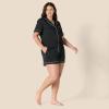 imageAmazon Essentials Womens Satin Short Sleeve ButtonDown Top and Short Sleepwear SetBlack