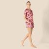 imageAmazon Essentials Womens Satin Short Sleeve ButtonDown Top and Short Sleepwear SetBrick Red Fan Floral