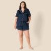 imageAmazon Essentials Womens Satin Short Sleeve ButtonDown Top and Short Sleepwear SetNavy