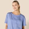 imageAmazon Essentials Womens Satin Short Sleeve TShirt and Short Sleepwear SetDusty Blue