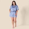 imageAmazon Essentials Womens Satin Short Sleeve TShirt and Short Sleepwear SetDusty Blue
