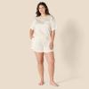 imageAmazon Essentials Womens Satin Short Sleeve TShirt and Short Sleepwear SetIvory