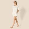 imageAmazon Essentials Womens Satin Short Sleeve TShirt and Short Sleepwear SetIvory